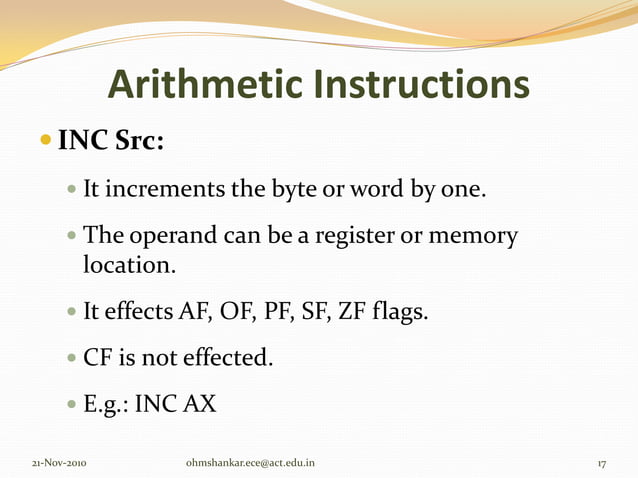 Instruction set of 8086