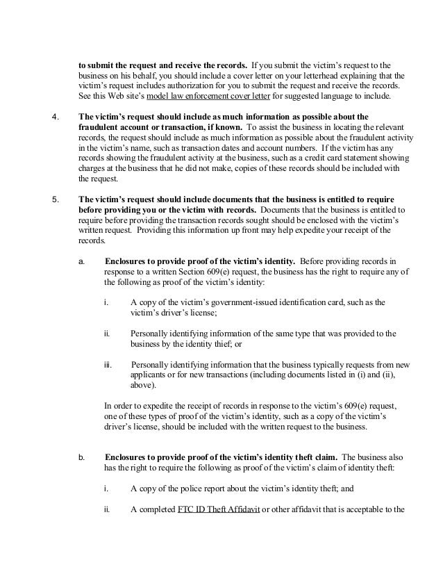 instructions for law enforcement submitting request under fcra sectio section 609 fcra letter