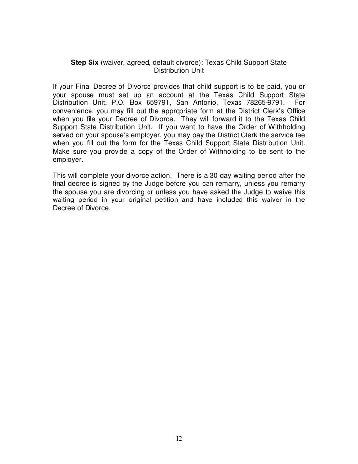 divorcing instructions waiver representation