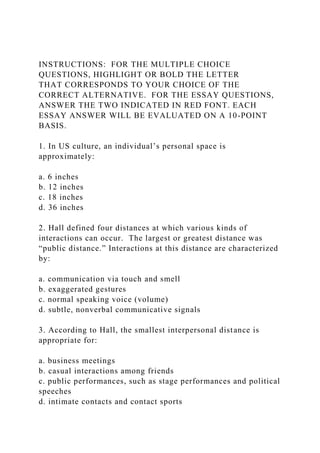 INSTRUCTIONS FOR THE MULTIPLE CHOICE QUESTIONS, HIGHLIGHT OR BOL.docx