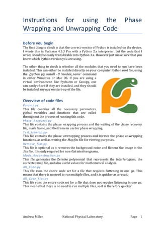 Instructions for using the phase wrapping and unwrapping code | PDF