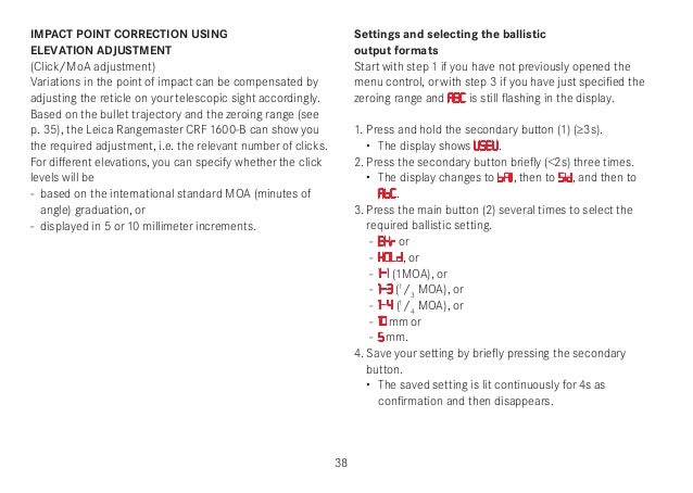Instructions LEICA Rangemaster CRF 1600-B | Optics Trade