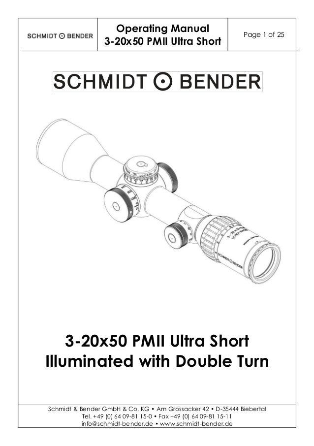 Instructions SCHMIDT & BENDER 320x50 PM II Ultra Short Illuminated D…