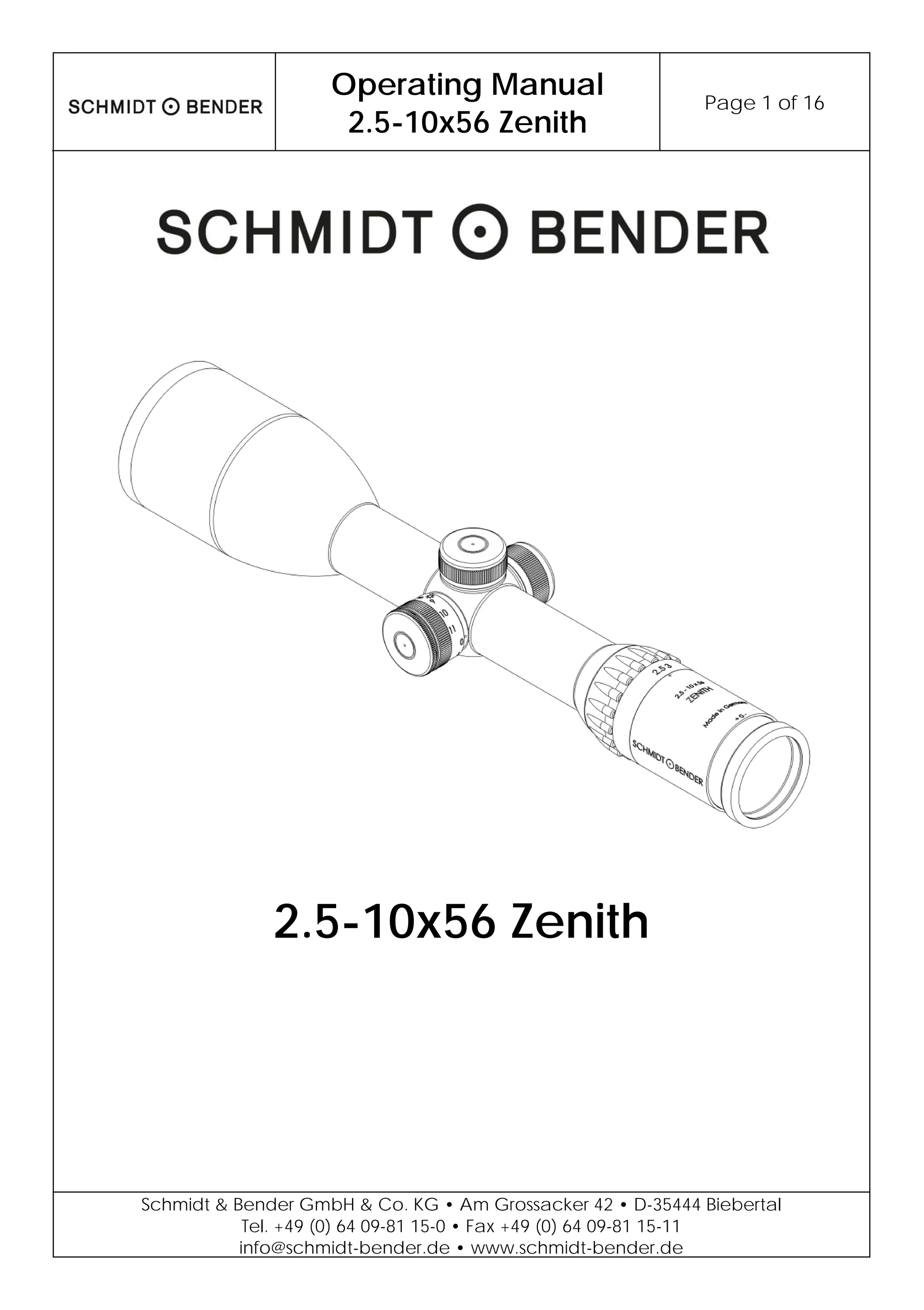T2ページ Instructions SCHMIDT& BENDER Zenith 2.5 10x56 | Optics Trade | PDF