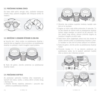 EL RANGE / DE EL RANGE / DE152 153EL RANGE / SREL RANGE / SR
3.2. Podešavanje razmaka zenica
Da biste videli jednu okruglu sliku, podesite rastojanje
između dvaju polovina dvogleda dok iritirajuće senke ne
nestanu.
3.3. Korišćenje s jednakom oštrinom za oba oka
a. Izvucite levi i desni prsten za podešavanje dioptrije i
okrećite dok se dugačka crtica na prstenu za podešavanje
dioptrije ne poklopi s malim trouglom ispod prstena.
b. Kada ste gotovi, utisnite prstenove za podešavanje
dioptrije nazad.
3.4. Podešavanje dioptrije
Za postizanje optimalno kvaliteta slike neophodno je
ispraviti bilo kakvu razliku u vidnoj oštrini između levog
i desnog oka.
1.	Ostavite štitnike objektiva zatvorene i povucite oba
prstena za podešavanje dioptrije.
2.	Okrenite oba prstena suprotno kretanju kazaljki sata
dok se ne zaustave.
3.	Dugme za režim rada držite pritisnutim 4 sekunde. To
će Vas dovesti do režima rada za podešavanje dioptrije
(prikaz ostaje osvetljen za period od 60 sekundi). Za
rani prekid ovog režima, ponovo pritisnite dugme za
merenje ili dugme za režim rada.
4.	Sada levim okom pogledajte prikaz kroz levi okular te
polako okrećite prsten za podešavanje dioptrije u prav-
cu kazaljke na satu dok se prikaz potpuno ne razbistri.
5.	Kada ste gotovi, utisnite prsten za podešavanje dioptrije
nazad.
6.	Ponovite korake 4 i 5 sa desnim prstenom za
podeševanje optike da bi podesili optimalni kvalitet
slike za desno oko (nišanska oznaka).
 