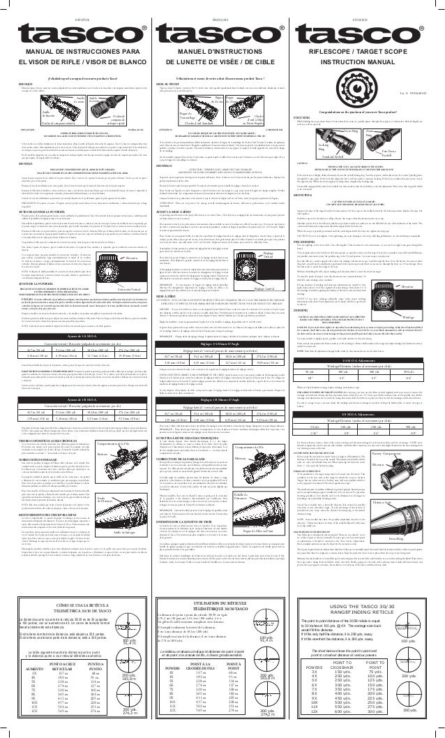 Instructions TASCO Rifle Scope Optics Trade