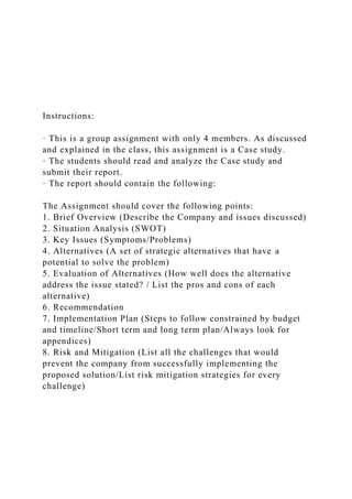 Instructions· This is a group assignment with only 4 .docx