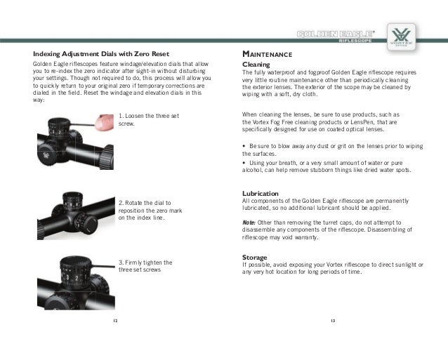 Instructions Vortex Golden Eagle Hd Riflescope
