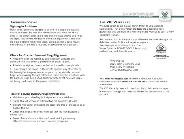 Instructions Vortex Golden Eagle Hd Riflescope