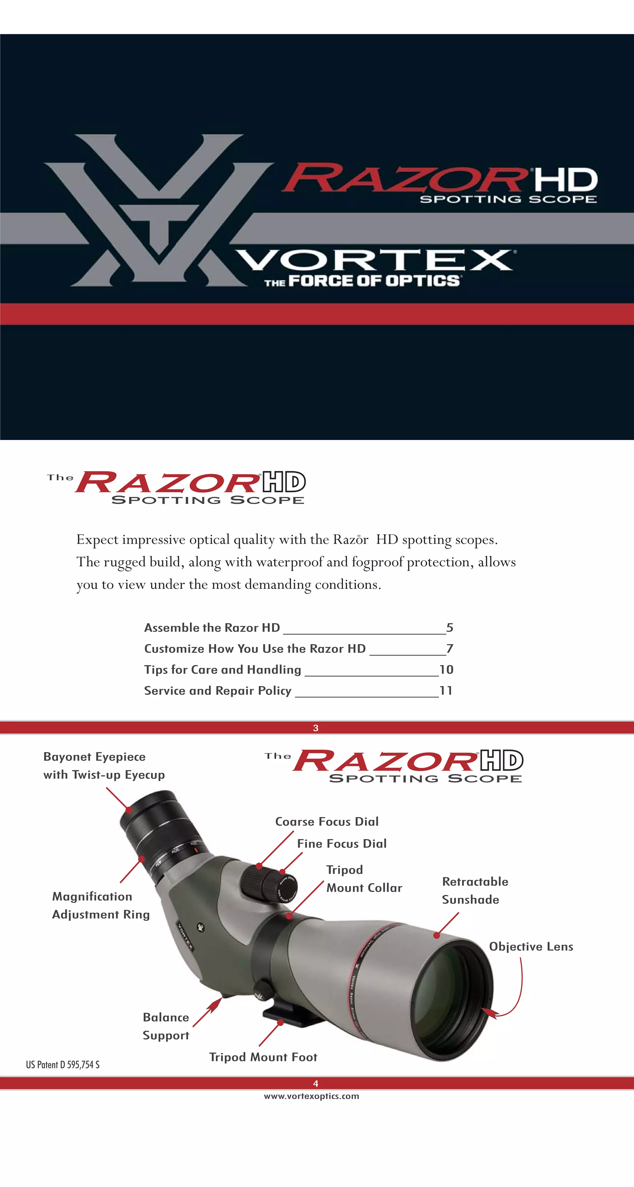Instructions VORTEX RAZOR HD Spotting Scope Optics Trade PDF