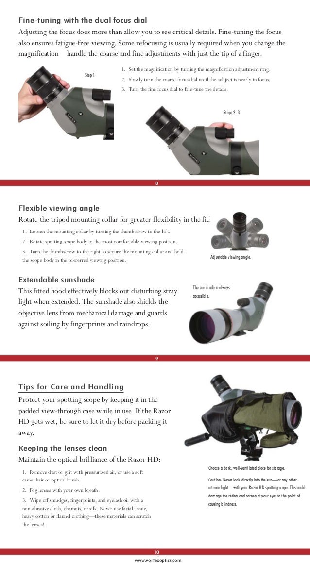 Instructions VORTEX RAZOR HD Spotting Scope Optics Trade