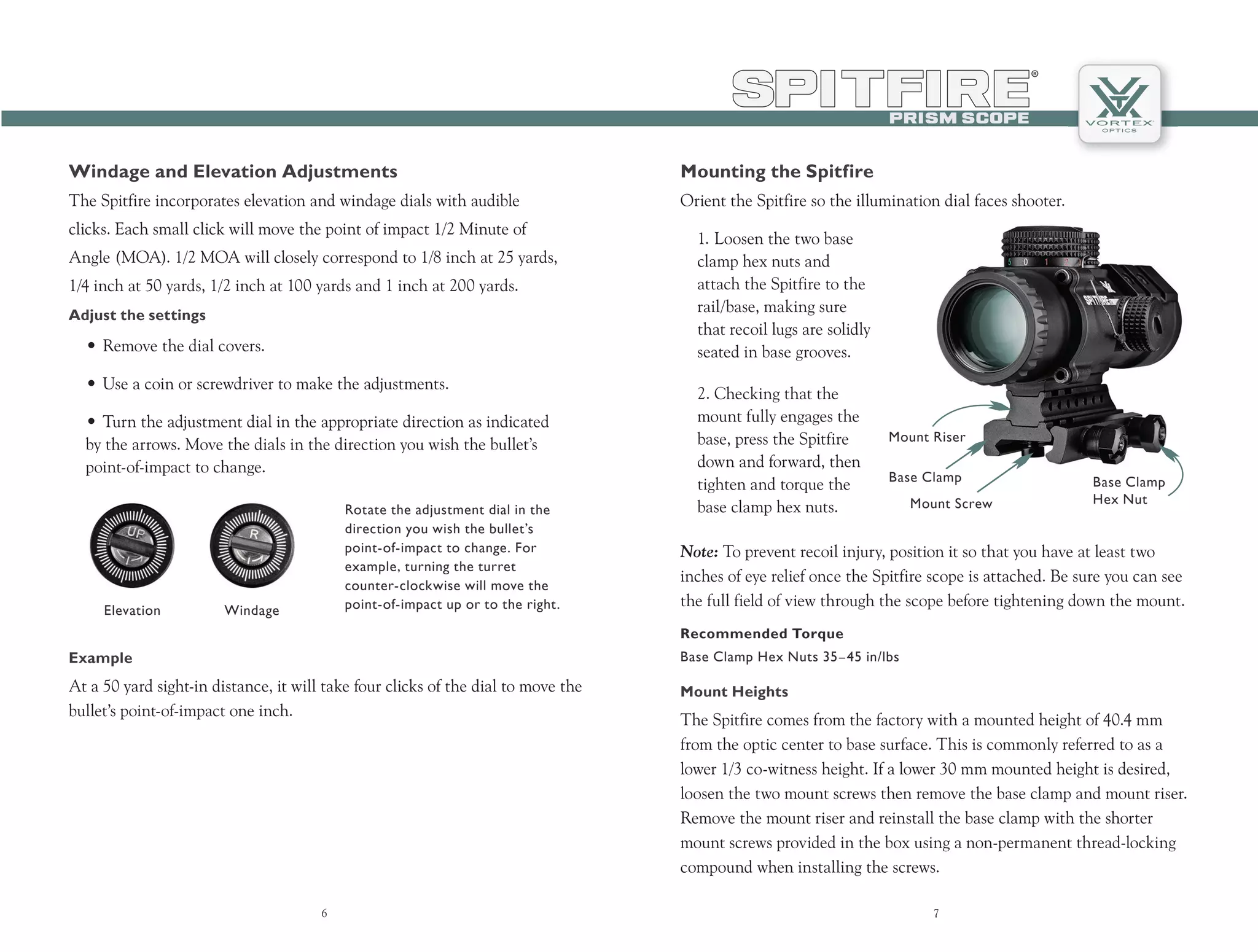 Instructions VORTEX SPITFIRE 3x Prismscope | Optics Trade | PDF