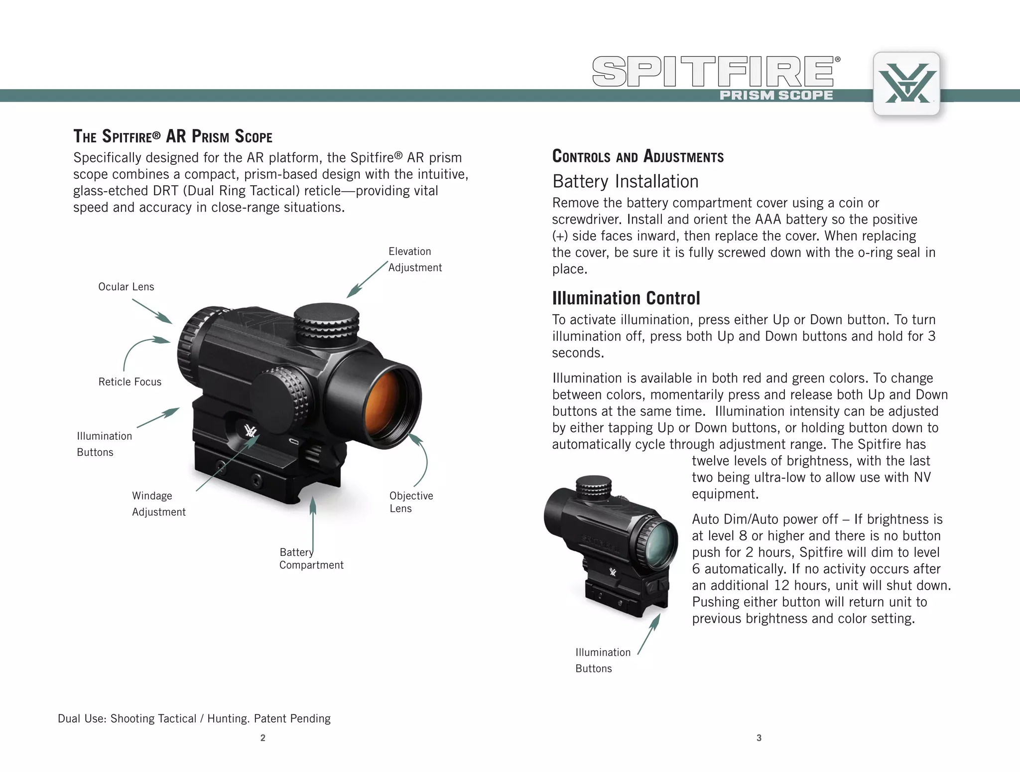 Instructions | Vortex Spitfire AR Red Dot | Optics Trade | PDF