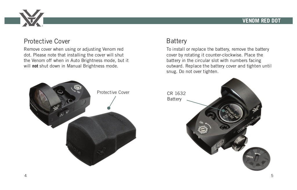 Instructions VORTEX VENOM Red Dot Optics Trade