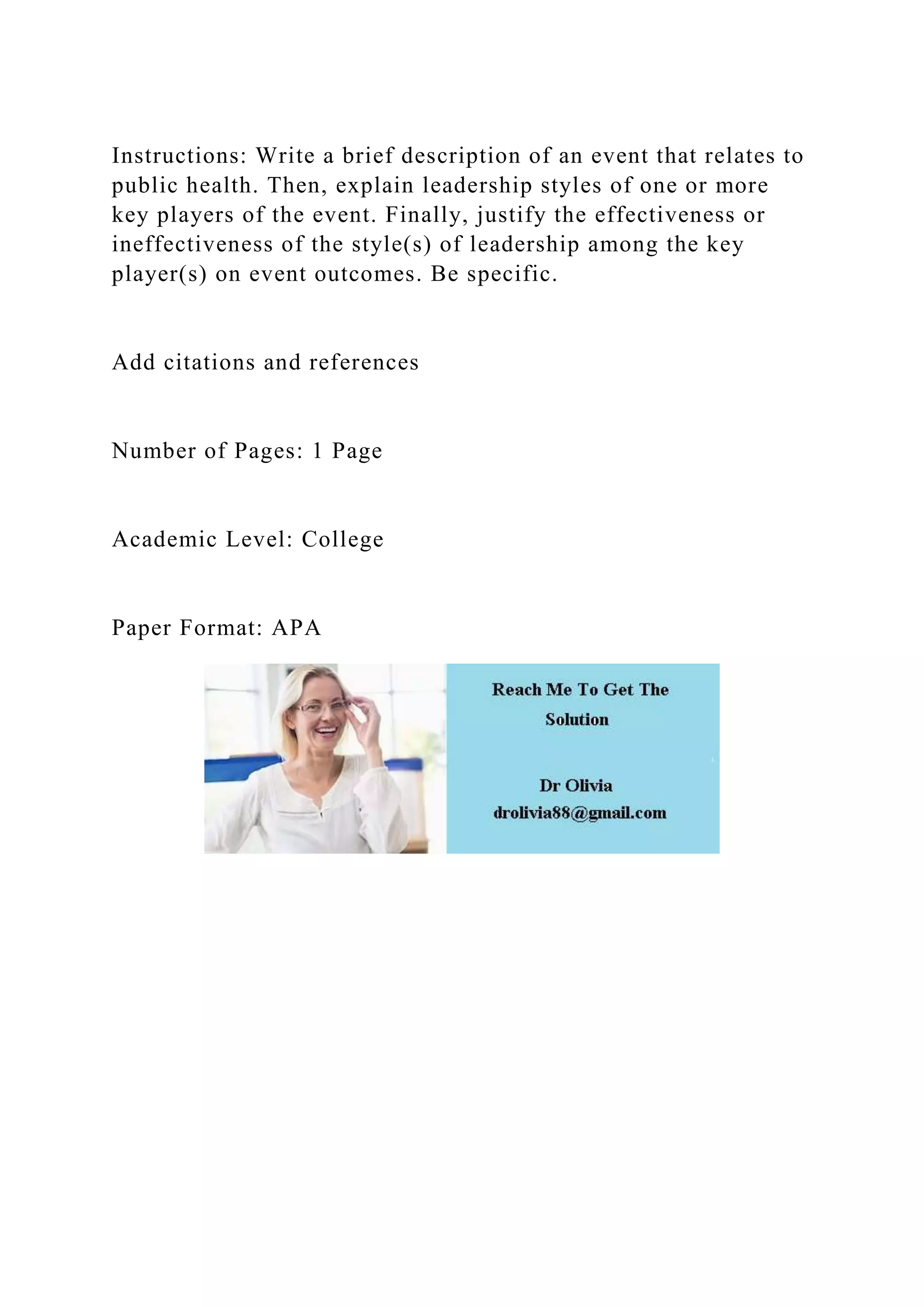 Instructions Write a brief description of an event that relates to .docx