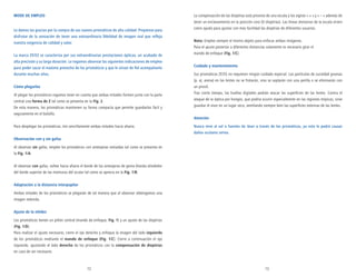 12 13
MODE DE EMPLEO
Le damos las gracias por la compra de sus nuevos prismáticos de alta calidad. Prepárese para
disfrutar de la sensación de tener una extraordinaria fidelidad de imagen real que refleja
nuestra exigencia de calidad y valor.
La marca ZEISS se caracteriza por sus extraordinarias prestaciones ópticas, un acabado de
alta precisión y su larga duración. Le rogamos observar las siguientes indicaciones de empleo
para poder sacar el máximo provecho de los prismáticos y que le sirvan de fiel acompañante
durante muchos años.
Cómo plegarlos
Al plegar los prismáticos rogamos tener en cuenta que ambas mitades formen junto con la parte
central una forma de Z tal como se presenta en la Fig. 2.
De esta manera, los prismáticos mantienen su forma compacta que permite guardarlos fácil y
seguramente en el bolsillo.
Para desplegar los prismáticos, tire sencillamente ambas mitades hacia afuera.
Observación con y sin gafas
Al observar sin gafas, emplee los prismáticos con anteojeras extraídas tal como se presenta en
la Fig. 1/A.
Al observar con gafas, voltee hacia afuera el borde de las anteojeras de goma blanda alrededor
del borde superior de las monturas del ocular tal como se aprecia en la Fig. 1/B.
Adaptación a la distancia interpupilar
Ambas mitades de los prismáticos se plegarán de tal manera que al observar obtengamos una
imagen redonda.
Ajuste de la nitidez
Los prismáticos tienen un piñón central (mando de enfoque, Fig. 1) y un ajuste de las dioptrías
(Fig. 1/D).
Para realizar el ajuste necesario, cierre el ojo derecho y enfoque la imagen del lado izquierdo
de los prismáticos mediante el mando de enfoque (Fig. 1/C). Cierre a continuación el ojo
izquierdo, ajustando el lado derecho de los prismáticos con la compensación de dioptrías
en caso de ser necesario.
La compensación de las dioptrías está provista de una escala y los signos « + » y « – » además de
tener un enclavamiento en la posición cero (O dioptrías). Las líneas divisorias de la escala sirven
como ayuda para ajustar con más facilidad las dioptrías de diferentes usuarios.
Nota: Emplee siempre el mismo objeto para enfocar ambas imágenes.
Para el ajuste posterior a diferentes distancias solamente es necesario girar el
mando de enfoque (Fig. 1/C).
Cuidado y mantenimiento
Sus prismáticos ZEISS no requieren ningún cuidado especial. Las partículas de suciedad gruesas
(p. ej. arena) en las lentes no se frotarán, sino se soplarán con una perilla o se eliminarán con
un pincel.
Tras cierto tiempo, las huellas digitales podrán atacar las superficies de las lentes. Contra el
ataque de la óptica por hongos, que podría ocurrir especialmente en las regiones trópicas, sirve
guardar el visor en un lugar seco, ventilando siempre bien las superficies externas de las lentes.
Atención
Nunca mire al sol o fuentes de láser a través de los prismáticos, ya esto le podrá causar
daños oculares serios.
 