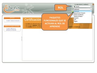 ROL
PAQUETES
FUNCIONALES QUE SE
ACTIVAN AL ROL DE
APRENDIZ
 
