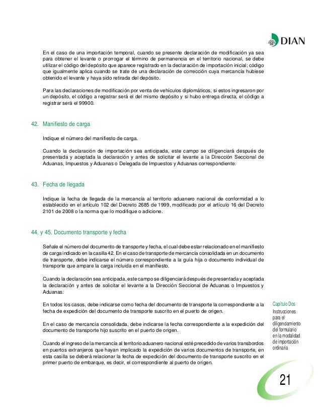 Instructivo Declaracion De Importacion