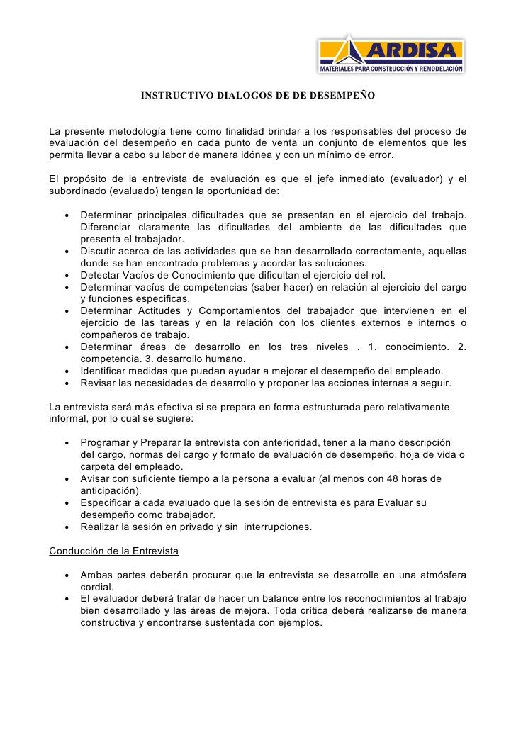 instructivo dialogos de de desempeño formatos de reconocimientos para empleados