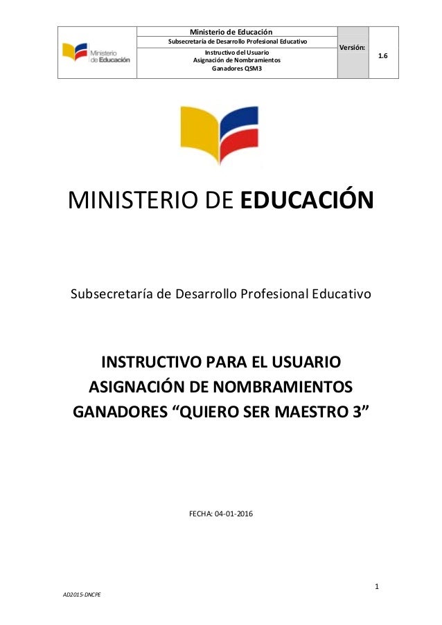 INSTRUCTIVO ENTREGA DE NOMBRAMIENTOS QSM3