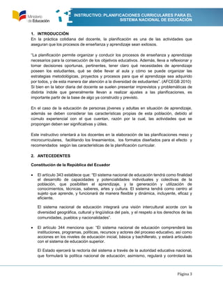 INSTRUCTIVO: PLANIFICACIONES CURRICULARES PARA EL
SISTEMA NACIONAL DE EDUCACIÓN
Página 3
1. INTRODUCCIÓN
En la práctica co...