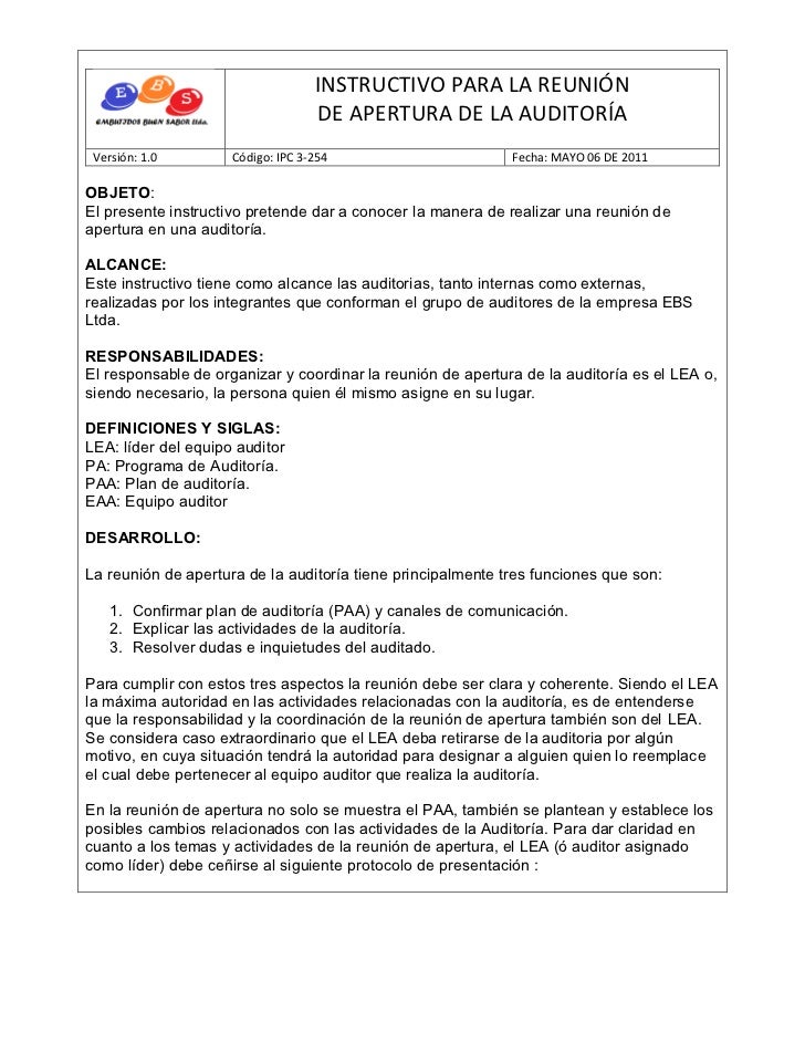 Instructivo reunion de apertura