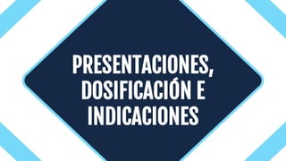 Introduction
PRESENTACIONES,
DOSIFICACIÓN E
INDICACIONES
 