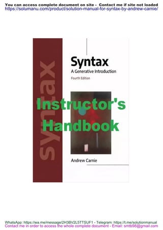 Syntax: A Generative Introduction 4th Edition – Detailed Exercise