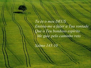 Tu és o meu DEUS
Ensina-me a fazer a Tua vontade
Que o Teu bondoso espírito
 Me guie pelo caminho reto

Salmo 143:10
 