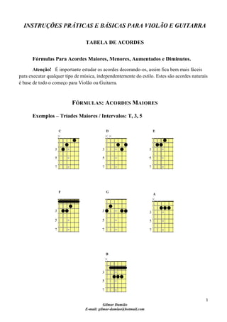 Resultado de imagem para tabela de cifras para violão