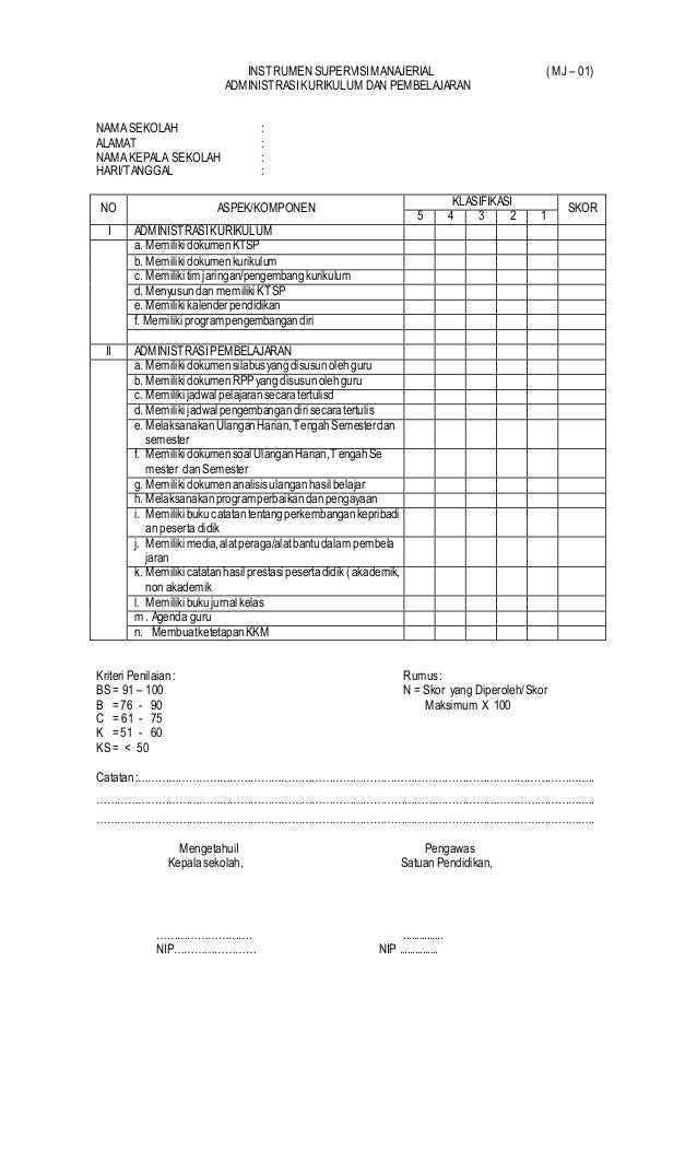 Contoh Laporan Supervisi Akademik Kepala Sekolah - Kumpulan Contoh Laporan