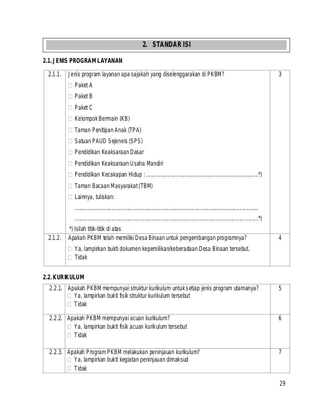 Instrumen Akreditasi Pkbm Ban Pnf 2014 Instrumen Akreditasi Pkbm Ban Pnf 2014