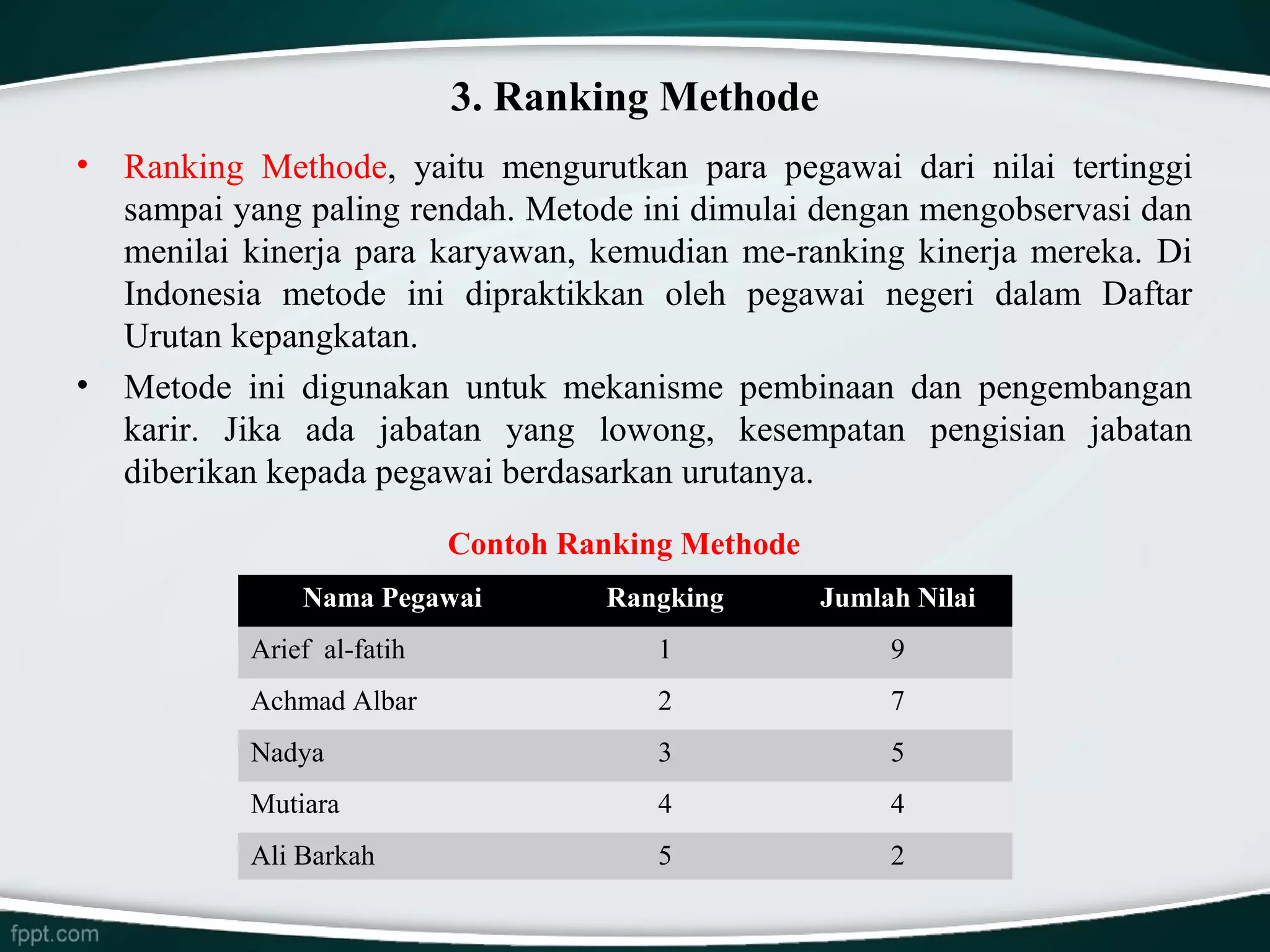 Metode Ranking Procedure Instrumen evaluasi kinerja | PPT
