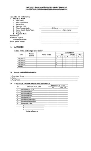Instrumen monitoring madin | PDF