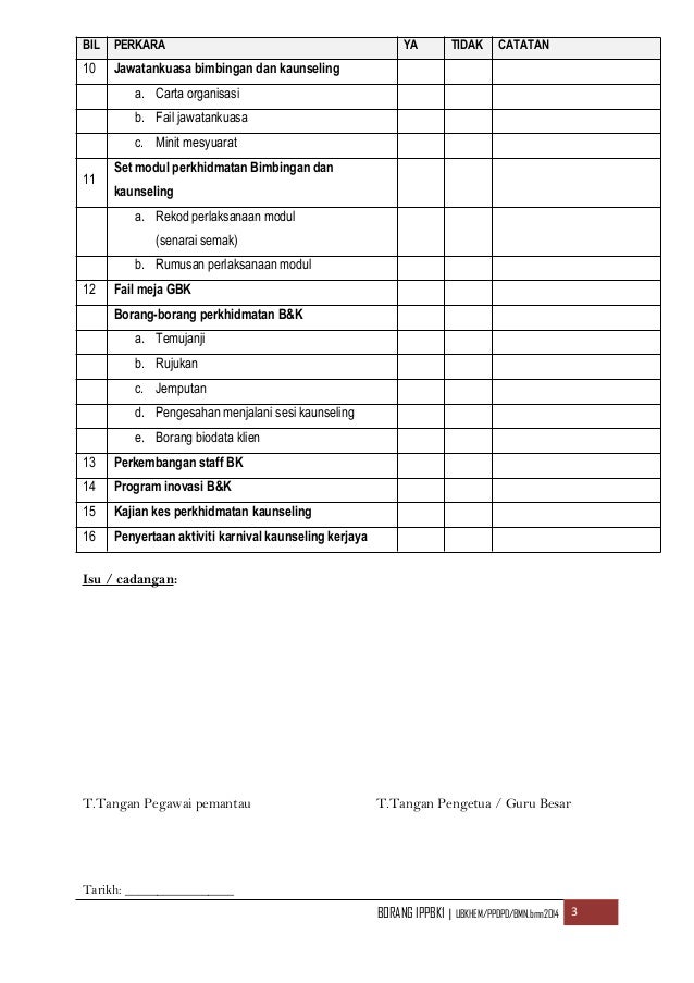 Instrumen Pemantauan Perkhidmatan Bimbingan Dan Kaunseling Ppdpd 2014