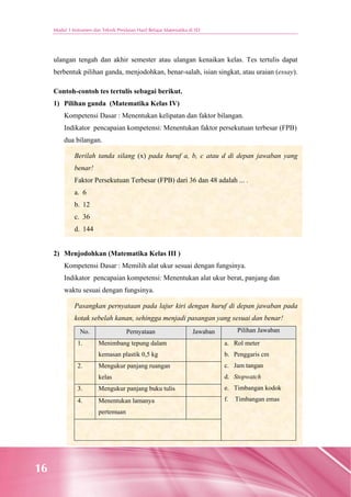 Instrumen Penilaian Hasil Belajar Nontes Dalam Pembelajaran Matematik
