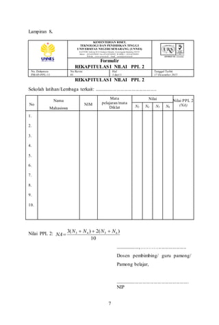 Nota Ppl R1 Besar Instrumen Penilaian PPL Universitas Negeri Semarang 2017 | DOCX