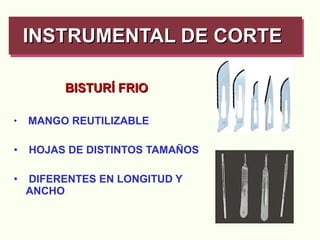 BISTURÍ FRIO MANGO REUTILIZABLE HOJAS DE DISTINTOS TAMAÑOS  DIFERENTES EN LONGITUD Y ANCHO INSTRUMENTAL DE CORTE   