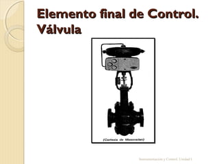 Elemento final de Control.
Válvula




                Instrumentación y Control. Unidad I
 