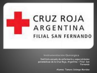 Instituto escuela de enfermería y especialidades
paramédicas de la Cruz Roja, Argentina – Filial: San
Fernando
Alumna: Tamara Solange Morales
 