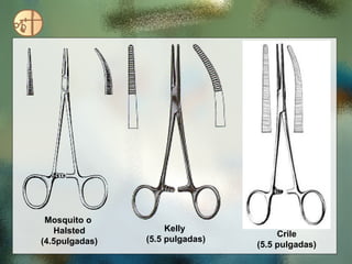 Mosquito o
Halsted
(4.5pulgadas)
Kelly
(5.5 pulgadas)
Crile
(5.5 pulgadas)
 