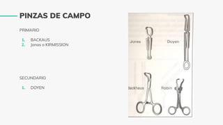 PRIMARIO
1. BACKAUS
2. Jonas o KIRMISSION
PINZAS DE CAMPO
SECUNDARIO
1. DOYEN
 