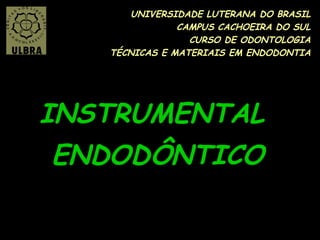 UNIVERSIDADE LUTERANA DO BRASIL CAMPUS CACHOEIRA DO SUL CURSO DE ODONTOLOGIA TÉCNICAS E MATERIAIS EM ENDODONTIA INSTRUMENTAL  ENDODÔNTICO 