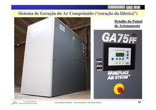 RETORNO AO INÍCIO   SAIR



Sistema de Geração do Ar Comprimido (“coração da fábrica”)
                                                                                                     Detalhe do Painel
                                                                                                     de Acionamento




        Consultoria Empresarial
Desenvolvendo Talentos Humanos
                                  Curso Básico Industrial - Instrumentação e Automação Básica                              97
 