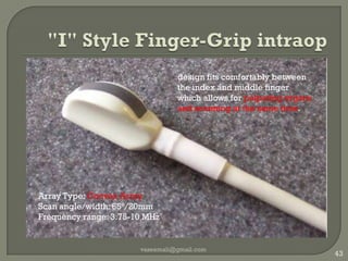 Endorectal vaseemali@gmail.com40360 degree radial rectal transducer.Main SpecificationsArray Type: Mechanical RadialScan angle: 360ºFrequency range: 7.5/10 MHz