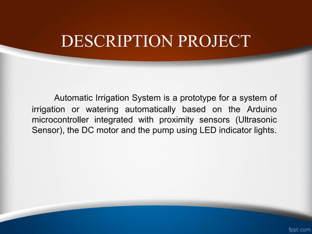 AUTOMATIC IRRIGATION SYSTEM USING ARDUINO UNO | PPT
