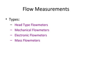 Different Type of Head Type
Flowmeters
• Orifice Plate
• Venturi
• Flow Nozzle
• Pitot Tube
• Elbow
 