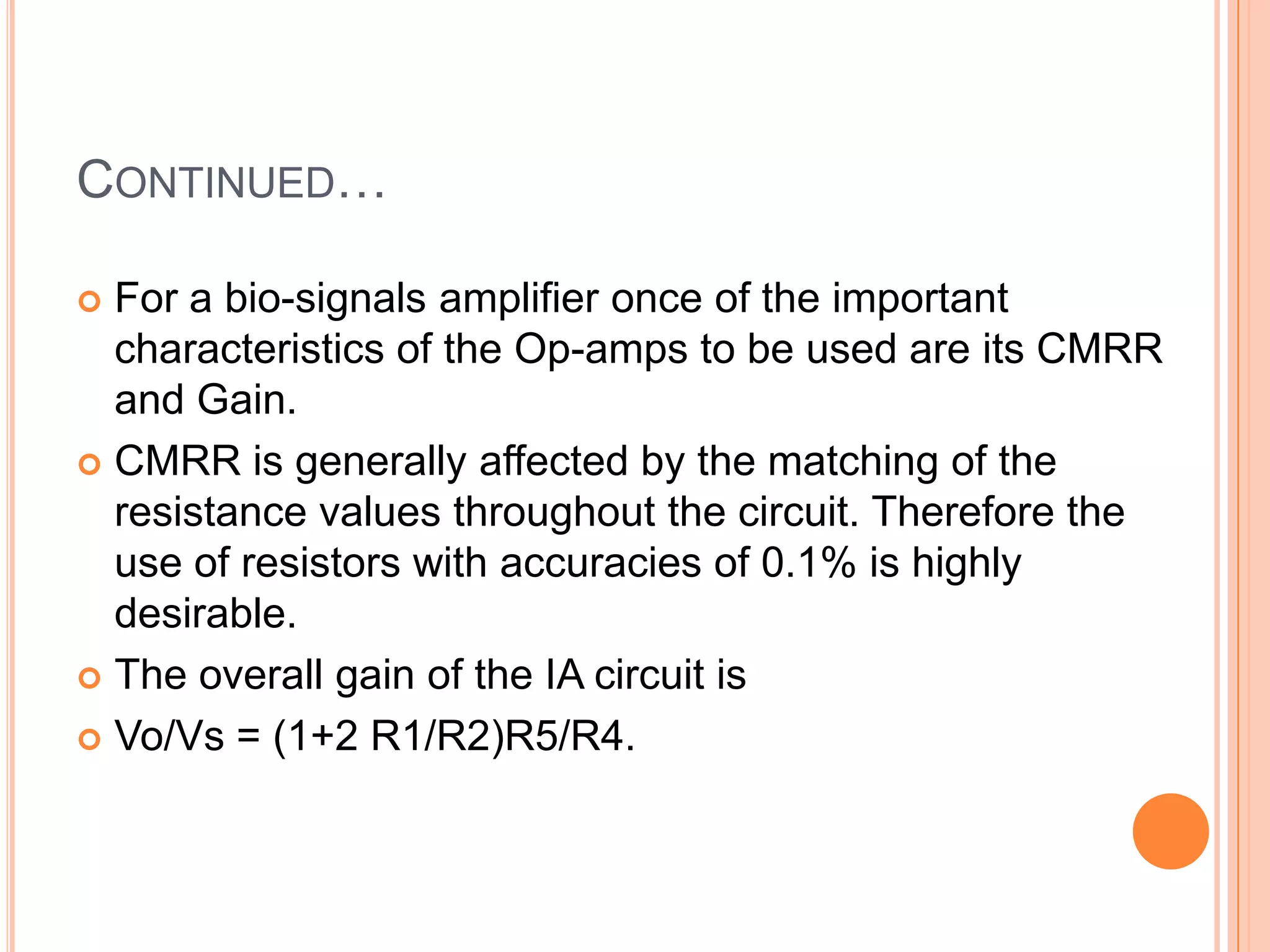 Instrumentation amplifier in ECG | PPTX