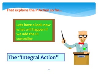 Lets have a look now
what will happen if
we add the PI
controller
That explains the P-Action so far...
The “Integral Action”
207
 