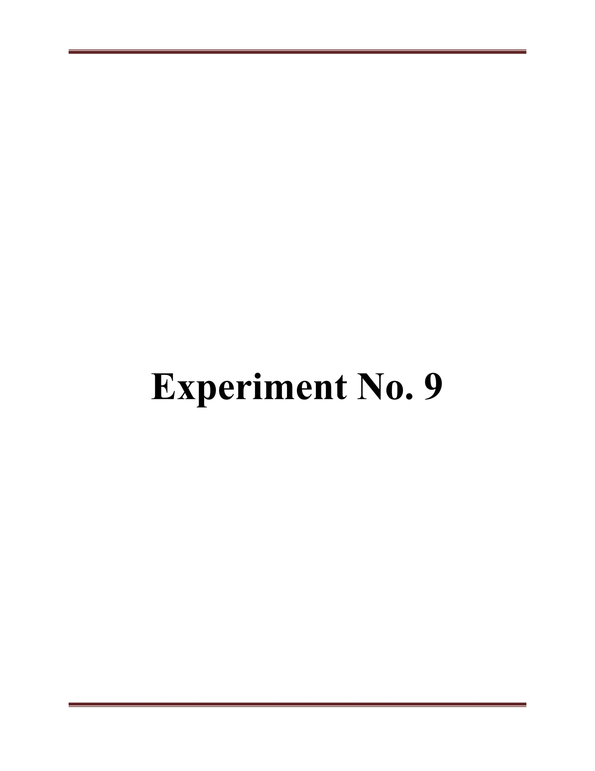Experiment No. 9
 